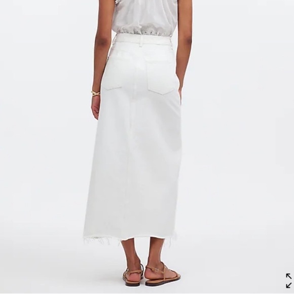 NWT Madewell Size 33 The Rilee Denim Midi Skirt White Modest Minimalist - Picture 3 of 10